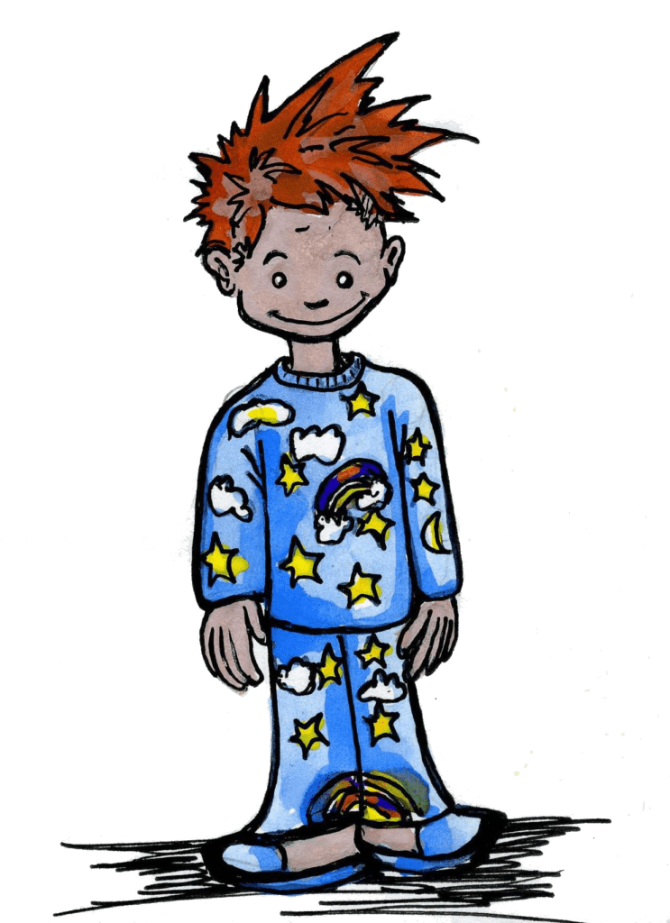 Art Graphic Of A Boy In Pajamas